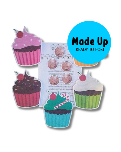 10 and 5 Cupcakes In A Bakers Shop - Printed Made Up Magnetic Board Story