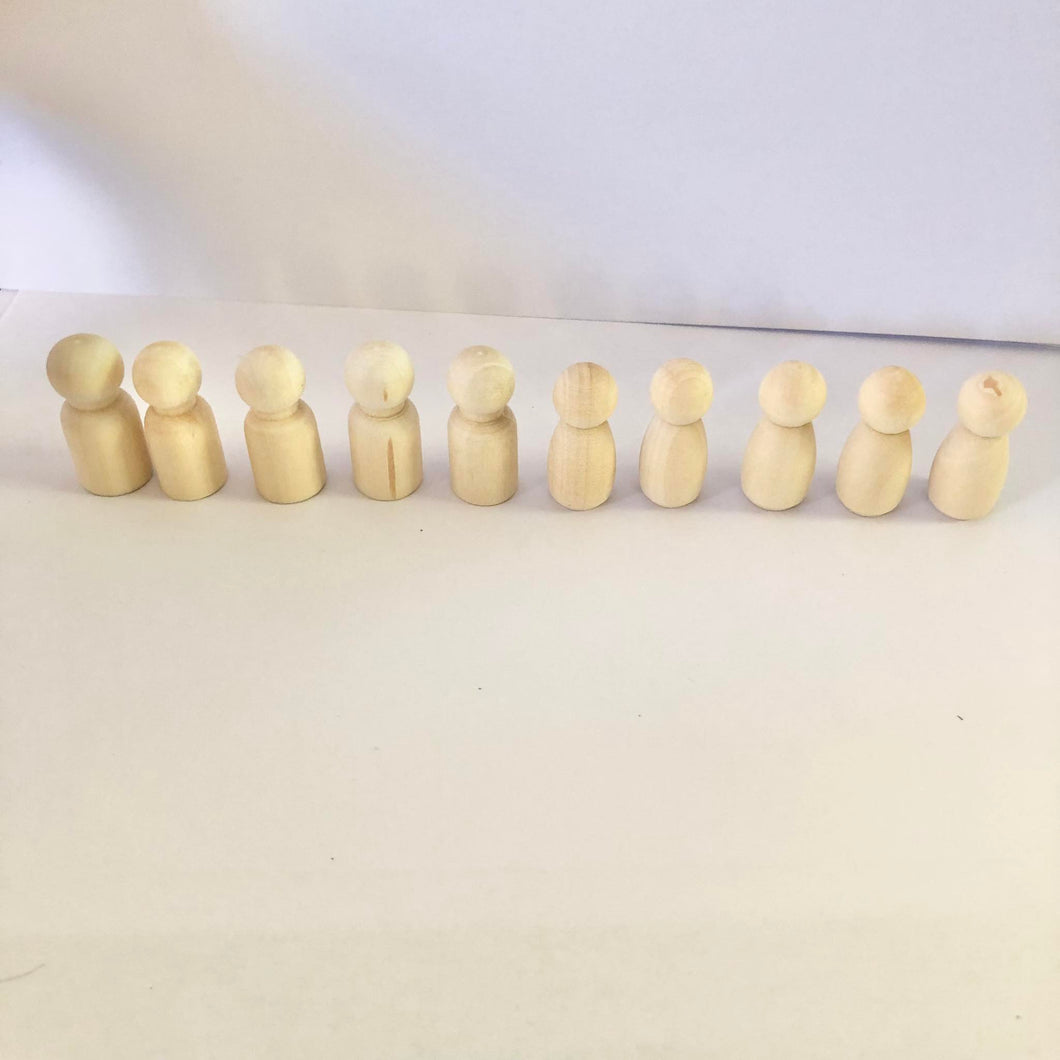 Mini Wooden Peg People - 10pces