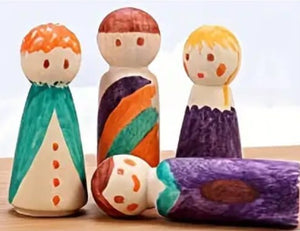 Mini Wooden Peg People - 10pces