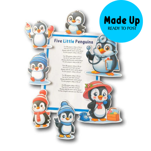 Five Little Penguins - Printed Magnetic Board Song