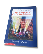 Load image into Gallery viewer, Book cover of 'The Adventure of the Backyard Sleep-out' by Nancy McArthur on a white background. Can be purchased in New Zealand