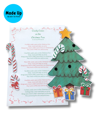 A Christmas Magnetic Board Story.  A Christmas tree with candy canes that can be taken on or off