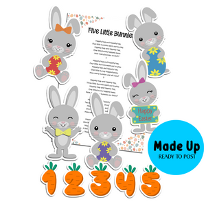 Five Little Easter Bunnies - Printed and Made Up Magnetic Board Song