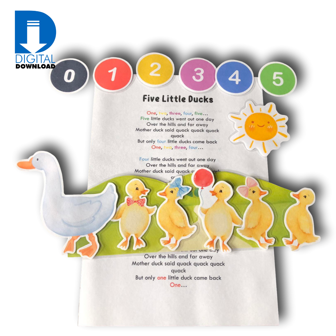 Five Little Ducks - Printable Board Song – Learning Differently NZ