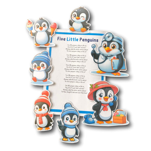 Five Little Penguins - Digital, Printable Magnetic Board Song