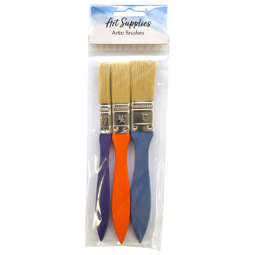 Flat and Wide Art Paint Brushes 3 pce Set