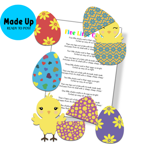 Five Little Easter Chicks - Printed and Made Up Magnetic Board Poem