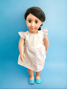 "Lilly" Plain Top Doll Dress With Pockets - Handmade