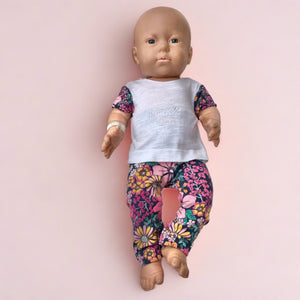 Navy Floral Dolls Clothing Set - Handmade (Free Matching Scrunchie)