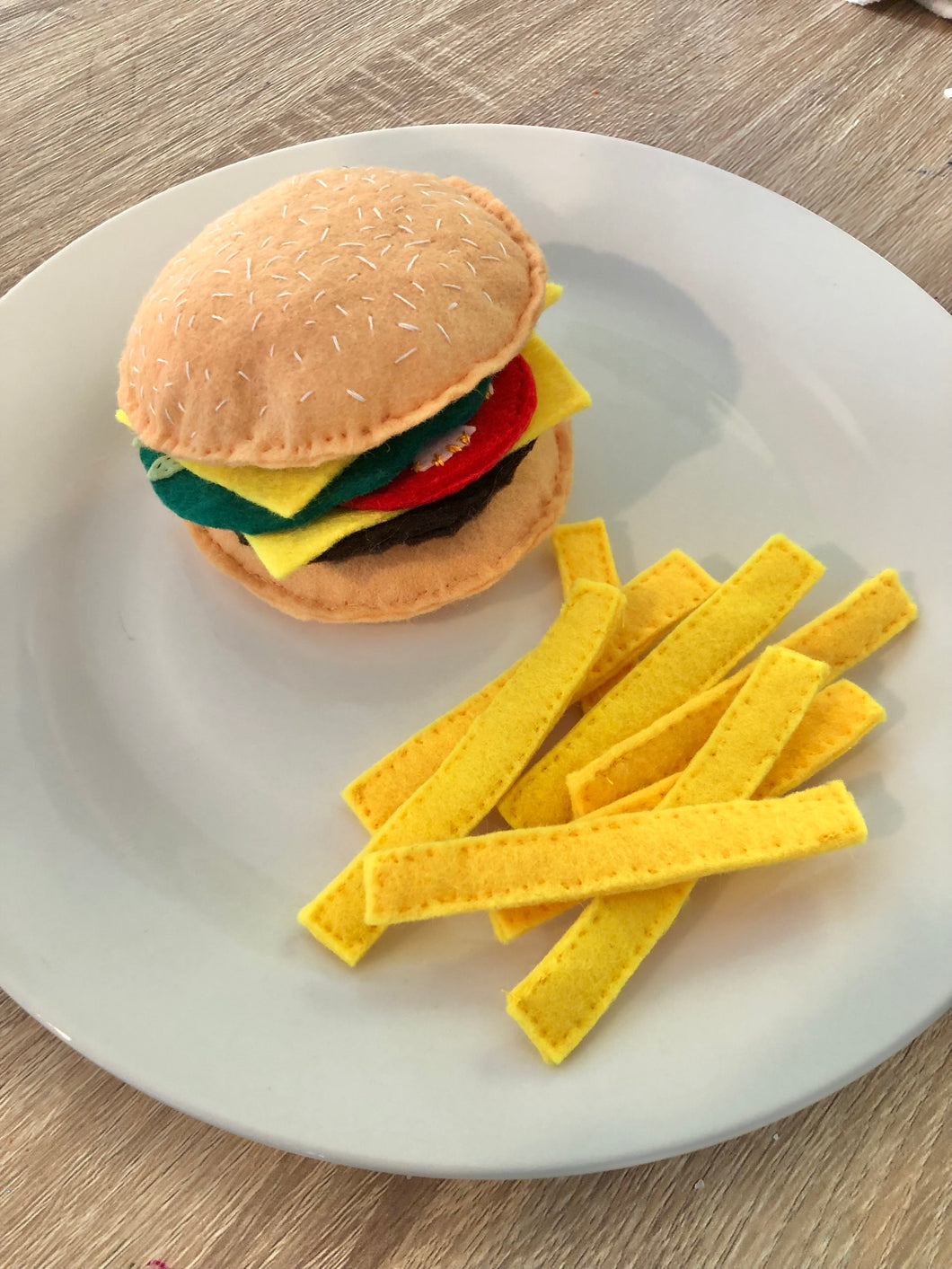 Burger and Fries - Felt Food