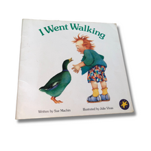 Load image into Gallery viewer, Book titled &#39;I Went Walking&#39; with a child and duck illustration on a white background