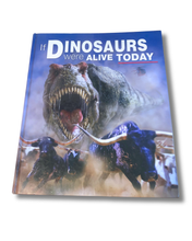 Load image into Gallery viewer, Book cover with a dinosaur and text 'If Dinosaurs were Alive Today' on a white background. Available to purchase in New Zealand