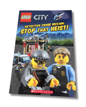 Load image into Gallery viewer, LEGO City book cover with two characters and a cityscape background
