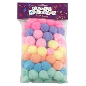 Craft Pom Poms Pastel - 30mm 70pc