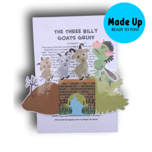 The Three Billy Goats Gruff - Printed Magnetic Board Story (Made Up Ready To Go)