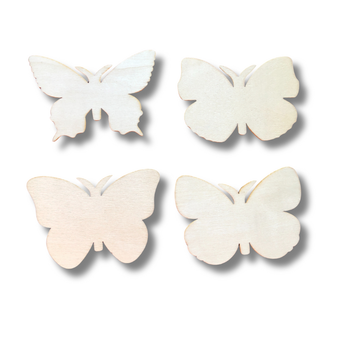 Wooden Butterfly Blanks For Decorating Set of 4