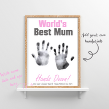 Load image into Gallery viewer, Printable Mothers Day Craft Print- &quot;Hands Down Best Mum&quot; Handprint Poster/Print