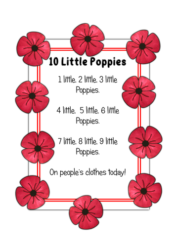 10 Little Poppies - Printable Board Song