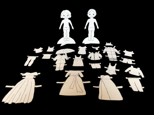 Paper Dolls - Black and White (Colour Your Own) Printable