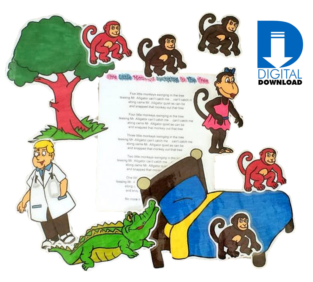 Five Monkeys Double Pack - Digital, Printable Magnetic Song