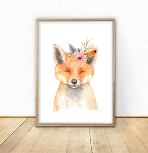 A4 Animal Floral Watercolour Print