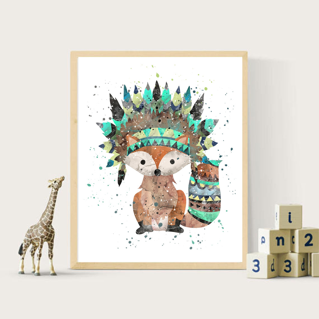 A4 Boho Fox Print