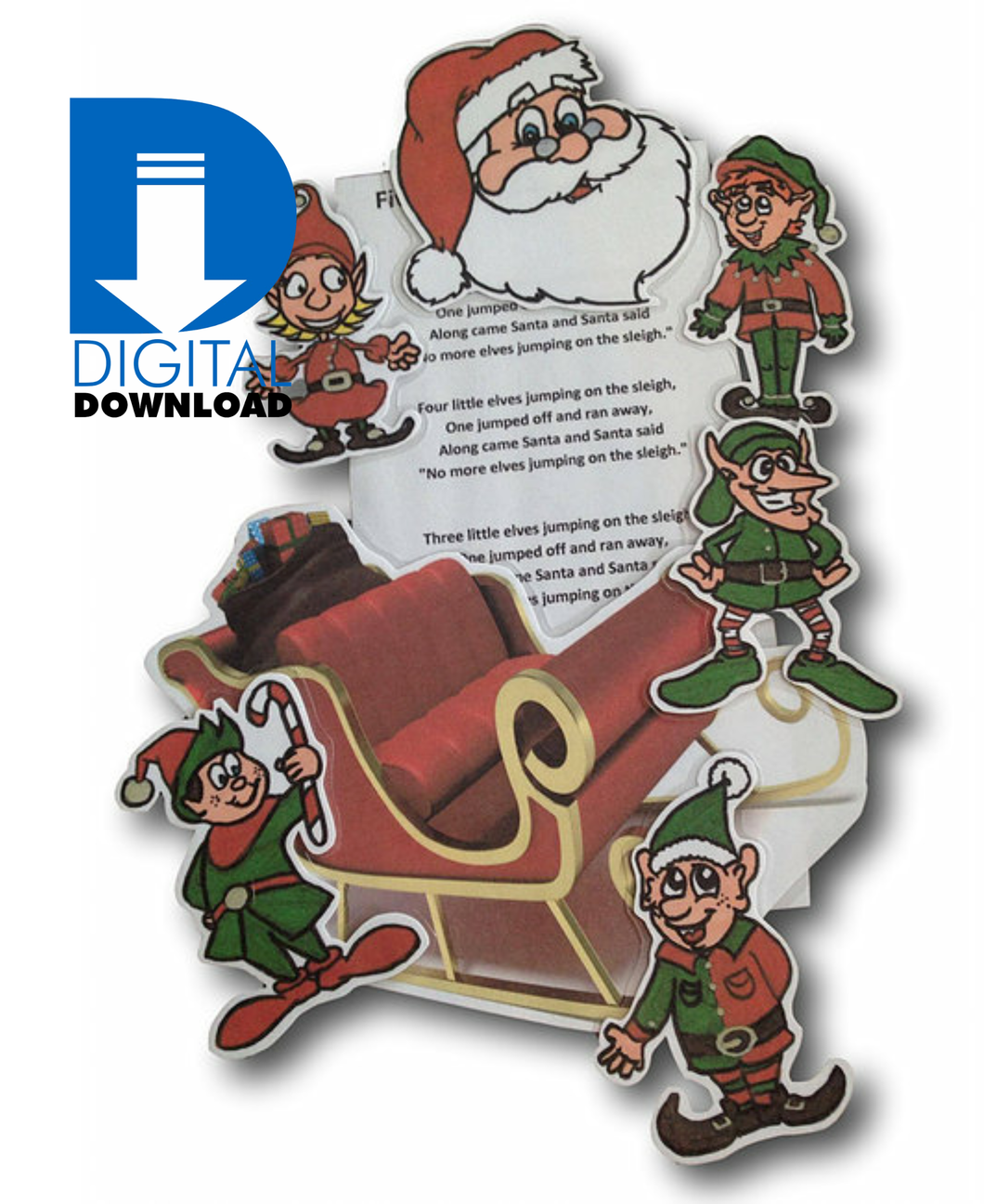 Five Little Christmas Elves - Digital, Printable Magnetic Story