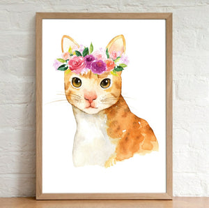 A4 Animal Floral Watercolour Print