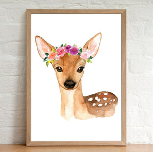 A4 Animal Floral Watercolour Print