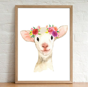 A4 Animal Floral Watercolour Print