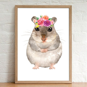 A4 Animal Floral Watercolour Print