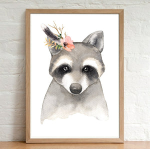 A4 Animal Floral Watercolour Print